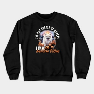 American Eskimo Dog Ghost Guardian Vintage Halloween Funny Crewneck Sweatshirt